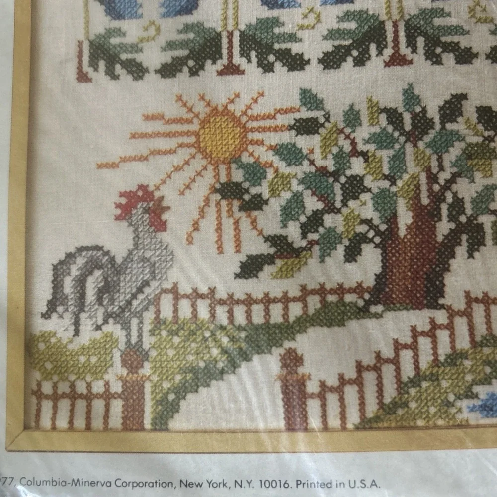 Vintage Stamped Cross Stitch Kit Sampler Early Morning Dawn NEW SEALED 6760 USA